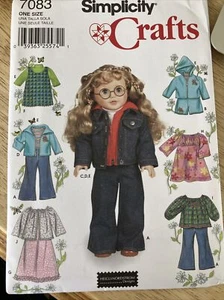 2002 Simplicity Sewing Pattern 7083 18" Doll Wardrobe 7 Outfits Vintg UNCUT 8916 - Picture 1 of 4