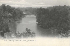 1905 Painesville Ohio OH ~ Mirando hacia abajo Grand River ~ Indiviso hacia atrás ~ Alemania - Imagen 1 de 2