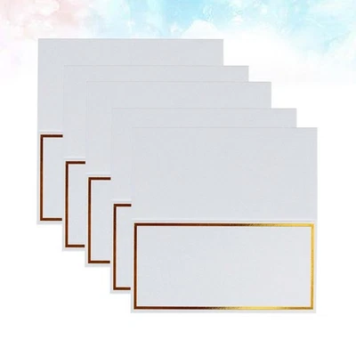 Stylish 20pcs White and Gold Table Name Cards for Events and Banquets - Image 1 of 4