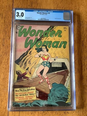 Wonder Woman 70 CGC 3.0 G/VG OW PGS 1954 1st Angle Man - Image 1 of 2