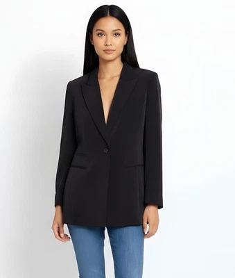 VINTAGE DANA BUCHMAN ELEMENTS BLACK 100% SILK BLAZER SIZE 16 - Image 1 of 4