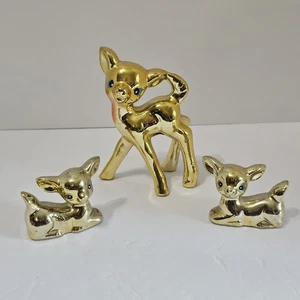 3 Ciervos Dorados Cervatillos Familia Brinns Japón Retro Animal Antropomórfico Navidad De Colección - Imagen 1 de 14