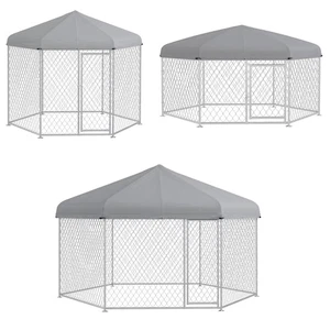 Perrera para perros PawHut exterior con techo impermeable - Imagen 1 de 34