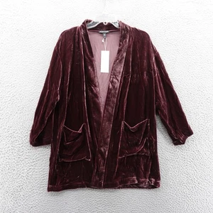 Eileen Fisher Velvet Kimono Open Jacket Small Red Womens Silk Blend Pockets NWT - Picture 1 of 13