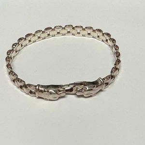 Milor Italy 925 Silver Double Panther Head Clasp Link Bracelet 7.25 Inches - Picture 1 of 9