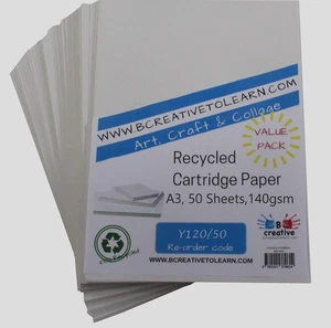 100% Eco Recycled A3 Cartridge Paper - 50 Sheets, 140gsm - Picture 1 of 5