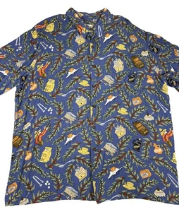 Reyn Spooner Shirt Mens 2XL Blue Dietrich Varez Hawaiian Aloha Coffee Print - Picture 1 of 6