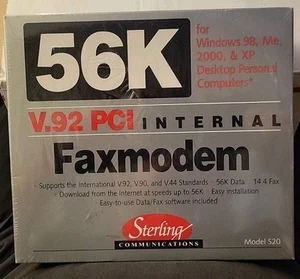 56K MODEM Internal Faxmodem V.92 PCI Sterling Communications Model S20 - Picture 1 of 6