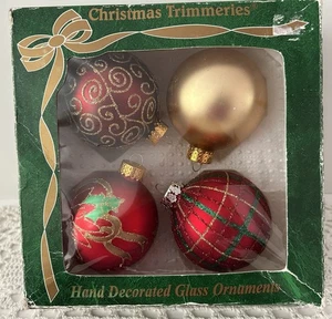 Recortadoras navideñas vintage decoradas a mano por Bradford lágrima adornos de vidrio - Imagen 1 de 8