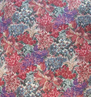 2 yds x 45" Linen Fabric All-Over Floral Cranston Screen Print Jewel Woodland - Image 1 of 4