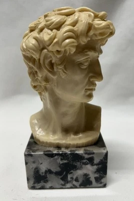 Vtg Santini Head Bust of MICHAELAGELO’s/DAVID on Marble Base Signed Italy - Image 1 of 4