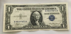 1935 1.00 Blue Double Date SILVER Certificate one dollar note NA block - Picture 1 of 2