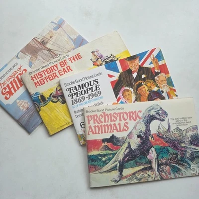 Brooke Bond Picture Card Albums Lot of 4 Ships Famous People, Dinosaurs, Cars - Image 1 of 4