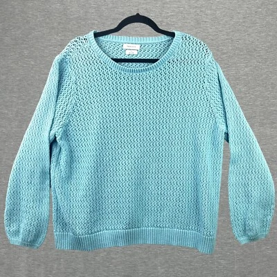 Suéter Pullover Van Heusen Mujer 2XL Azul Crochet Tejido Acanalado Manga Larga XXL Foto 1 de 4