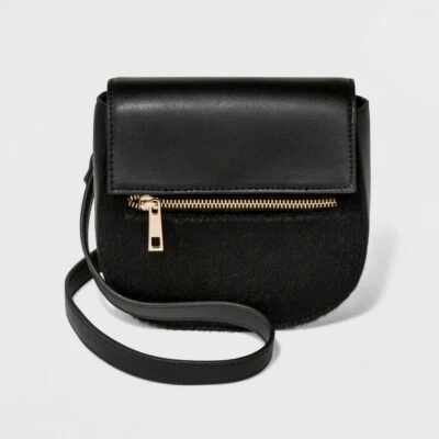  A New Day Convertible Faux Fur Crossbody Bag, Black - Image 1 of 4