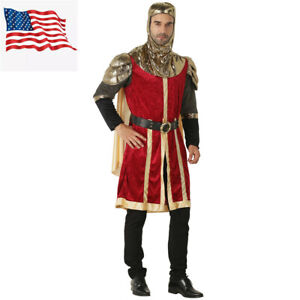 Adult Carnival Renaissance Men Medieval King Costume Knight Fancy Dress US
