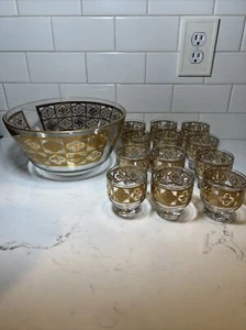 Culver Valencia Punch Bowl Set w/12 Cups - Picture 1 of 15