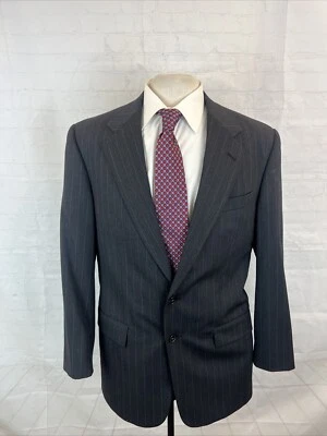 Oliver Men's Dark Gray Striped Wool Suit 40L 32X30 $795 - Image 1 of 4