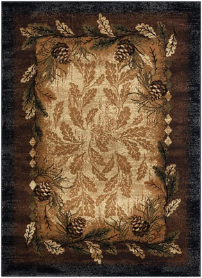 Lodge Cabin Rustic Forest Pinecone Area Rug **FREE SHIPPING** - Image 1 of 4
