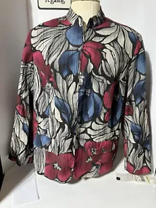Alfred Dunner Sz 18W Burgandy,Blue, Gray Full Zip Lined Mock Collar - Picture 1 of 13