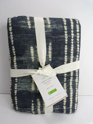 Falda de cama Pottery Barn Shibori Dot azul doble #5026 Foto 1 de 4