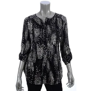 Blusa para mujer Elementz Prenda para el torso sedosa pequeña con manchas brillantes negra blanca S - Imagen 1 de 8