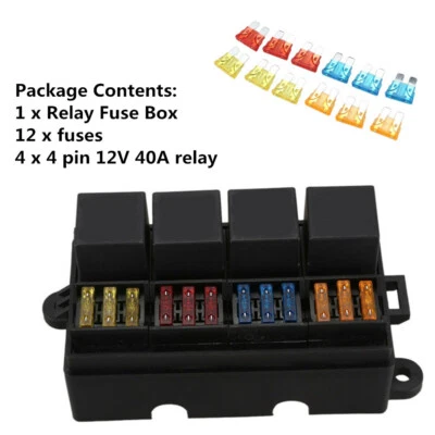 Car Truck Trailer Boat 4-relay Holder & Spade Terminals & 4Pin Relays Fuse box - Image 1 of 4