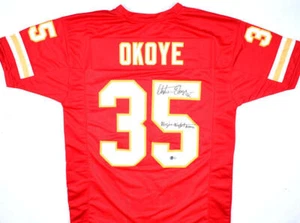 Christian Okoye Signed Red Pro Style Jersey w/ Nigerian Nightmare-Beckett W Holo - Picture 1 of 3