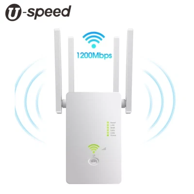 U-speed AC1200 WiFi Extender 1200Mbps Wireless Signal Amplifier Booster Repeater - Image 1 of 4