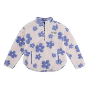 Hurley Girls Sherpa Flower Print Cozy Quarter-Zip Jacket, Sizes 4-16, NEW - Picture 1 of 8