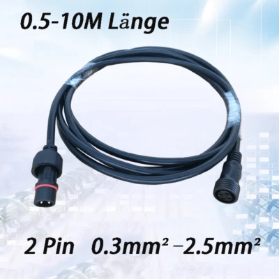 2 Pin Waterproof Connector Plug Male & Female Outdoor Rainproof Connecting Wire - Image 1 of 4