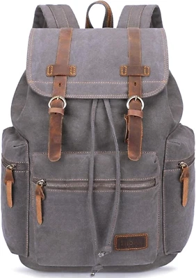  Mochila De Colección Cuero Borde Informal Bolso para Libros Hombres Mujeres Laptop Mochila de Viaje Foto 1 de 4