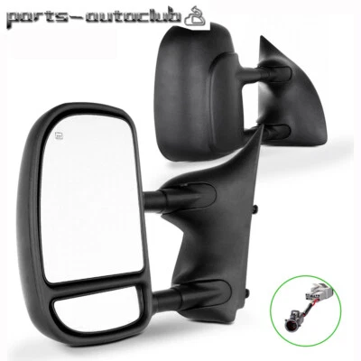 Pair For 99-07 Ford F250-550 SuperDuty Telescoping Power Heated Side Tow Mirrors - Image 1 of 4