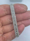 Real Moissanite 9Ct Baguette And Round Cut 3 Row Bracelet 14K White Gold Plated