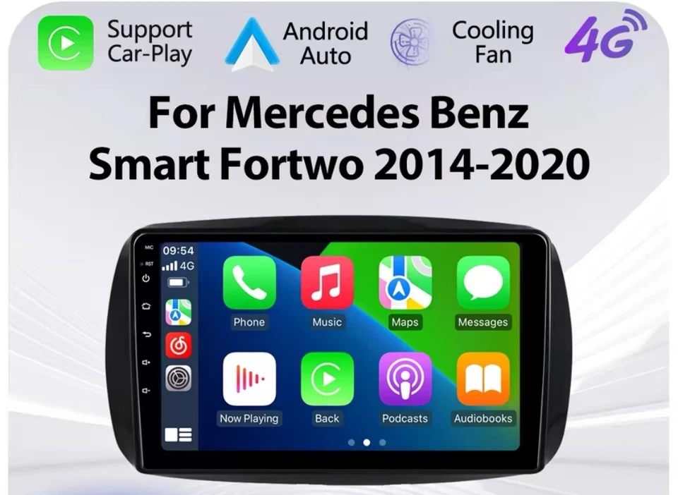 CARTABLET  SMART 453 2+32GB CARPLAY AUTO PER stereo navi AUTORADIO 9'' ANDROID - Immagine 1 di 4