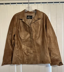 Neto Size 10 Women’s Golden Brown Leather Snap Front Jacket - Picture 1 of 20
