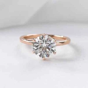 2.50Ct Round IGI Certified Lab Grown Diamond Wedding Ring 14K Solid Rose Gold - Picture 1 of 3