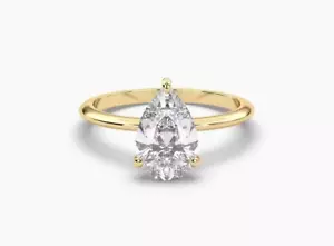 2 Ct E VVS2 Pear Cut Lab Grown Diamond Solitaire Engagement Ring 14K - Picture 1 of 4