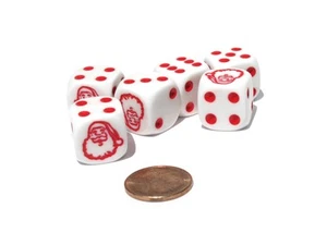 Juego de 6 dados de Navidad Papá Noel 16 mm D6 borde redondo - blancos con pepitas rojas - Imagen 1 de 1