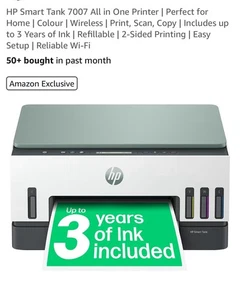 HP Smart Tank 7007 All in One Wireless Printer Scan Copy Include 3 Years of Ink  - Picture 1 of 6