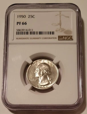 1950 Washington Quarter Proof PF66 NGC Light Patina Low Mintage - Image 1 of 2