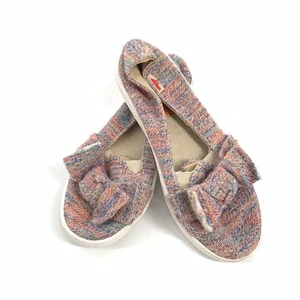 🩰 Rocket Dog Knit Fabric Covered Slip On Ballet Flats 13 Little Girls Bow - Picture 1 of 8