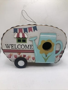 Retro Look - Camper Birdhouse "Welcome" ~  Galvanized Tin Roof New - Picture 1 of 6