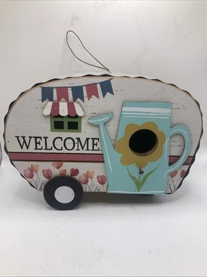 Retro Look - Camper Birdhouse "Welcome" ~  Galvanized Tin Roof New - Image 1 of 4