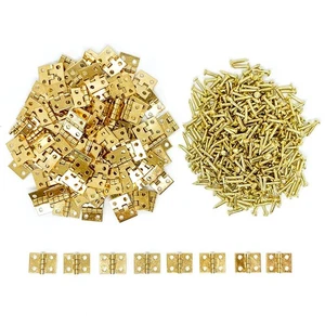 100Pcs Mini Brass Hinges Hardware Small Tiny Hinges for Miniature Furniture W... - Foto 1 di 8