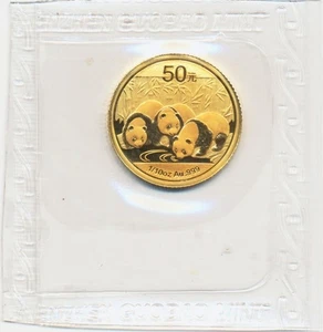 1/10 oz 50 Yuan China Goldmünze Panda 2013 in Originalfolie, 0010 - Bild 1 von 2