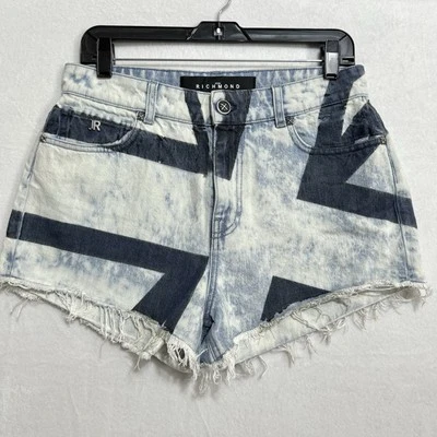 JOHN RICHMOND Shorts Women’s Size 30 Cut Off Denim Blue Mid Rise 3” Frayed Hem - Image 1 of 4