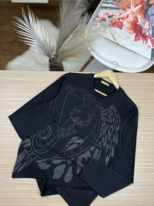 Versace Jeans Men’s Long Sleeve T-Shirt Black Size L Lion Graphic Made in Turkey - Picture 1 of 8
