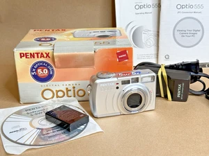 Pentax Optio 555 5MP Digital Camera w/ 5x Optical Zoom w/Accessories-WORKS/FLAW - Picture 1 of 14
