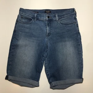 NYDJ Briella Shorts Womens 10 Bermuda Fitted Lift & Tuck Cuffed Hem Jean Casual - Picture 1 of 16
